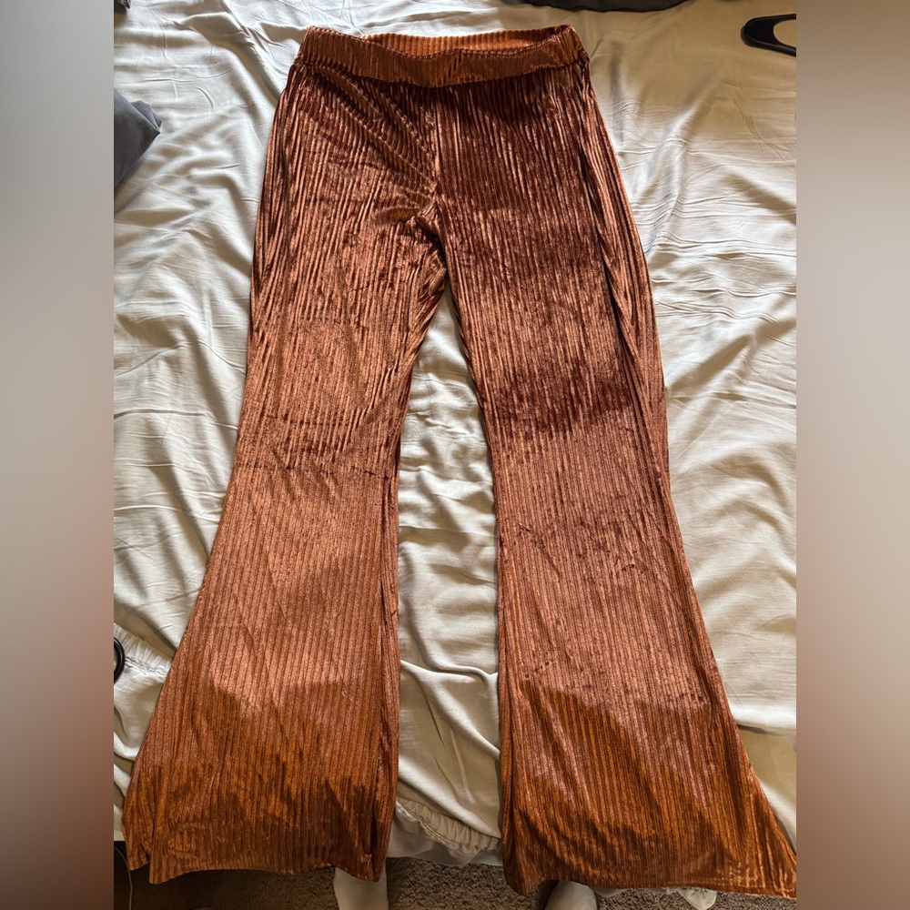 Rust Velvet Flare Pants